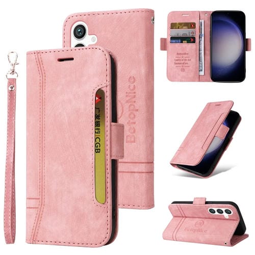 Funda para Samsung Galaxy S24 Betopnice Cuero Hebilla Doble Cara (Rosa)