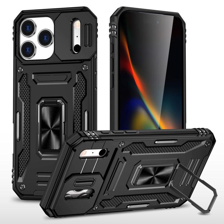 Funda protectora de PC + TPU para cámara de iPhone 17 Pro Max (negra)