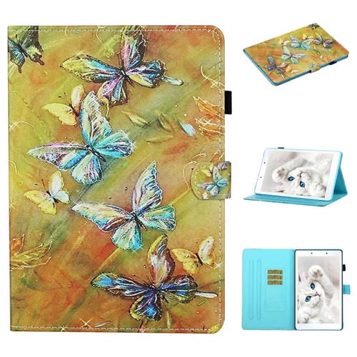 Estuche para Tablet Samsung Galaxy Tab A 8.0 (2019) T290 Cuero Abatible Horizontal con Soporte y Ranuras (Mariposa)