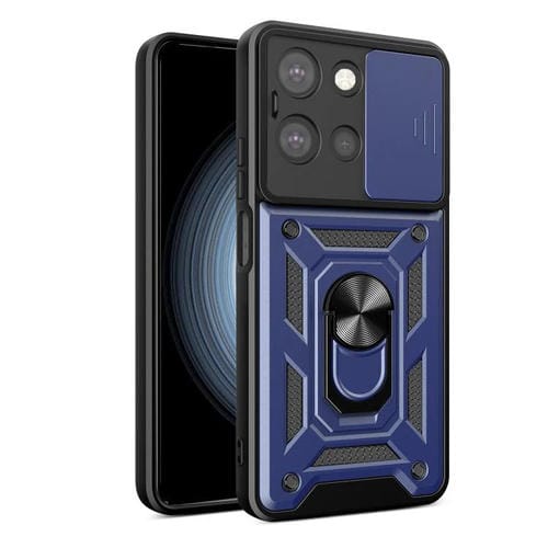 Funda híbrida TPU y PC con diseño cámara deslizante para Motorola Moto G 2025 (Azul)