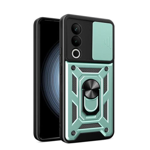 Funda Híbrida TPU y PC OnePlus Nord Ce4 5G con Cubierta Deslizante para Cámara (Verde Menta)