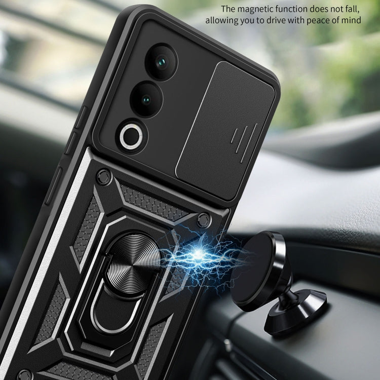 Funda híbrida TPU PC OnePlus Nord CE4 5G con cubierta deslizante cámara (Negra)