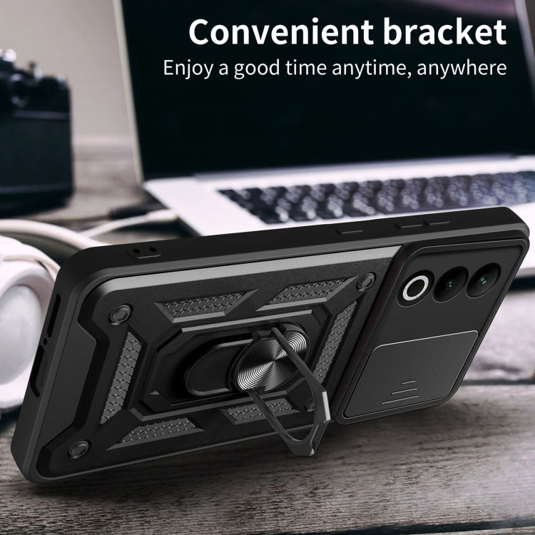 Funda híbrida TPU PC OnePlus Nord CE4 5G con cubierta deslizante cámara (Negra)