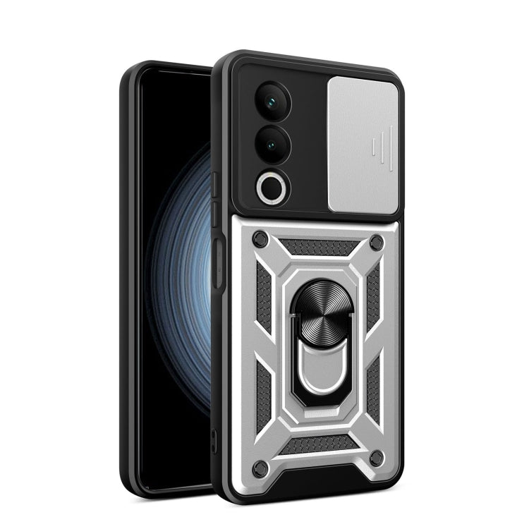 Funda Híbrida TPU y PC OnePlus Nord CE4 5G con Cubierta Deslizante Cámara (Plateada)