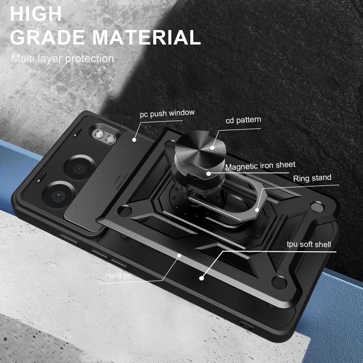 Funda Híbrida TPU PC para OnePlus Nord 4 con Cámara Deslizante (Plateada)