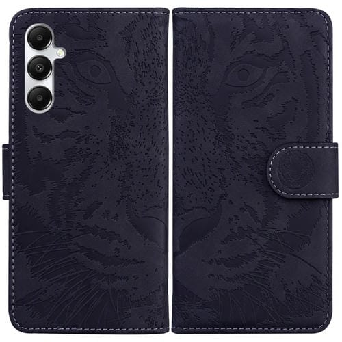 Funda de Teléfono Samsung Galaxy A05S Cuero con Tapa y Patrón en Relieve de Tigre (Negro)