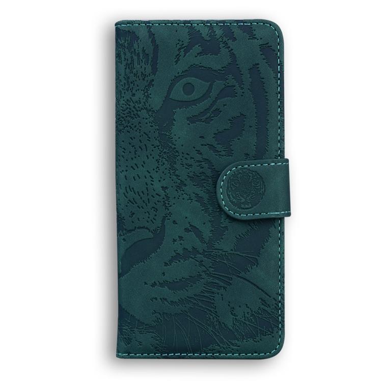 Funda de cuero con tapa y estampado de tigre para Tecno Spark 30 Pro (verde)