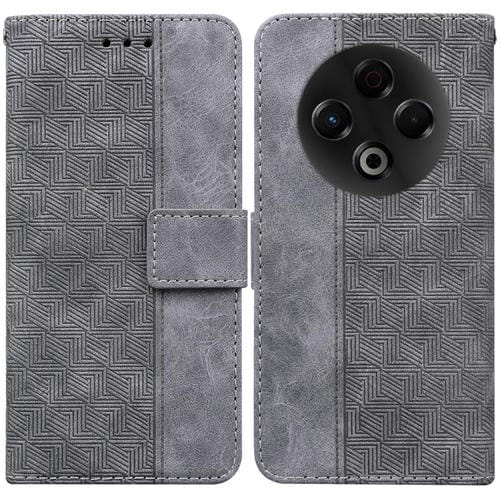 Funda de cuero con relieve geométrico para Tecno Spark 30 4G (gris)