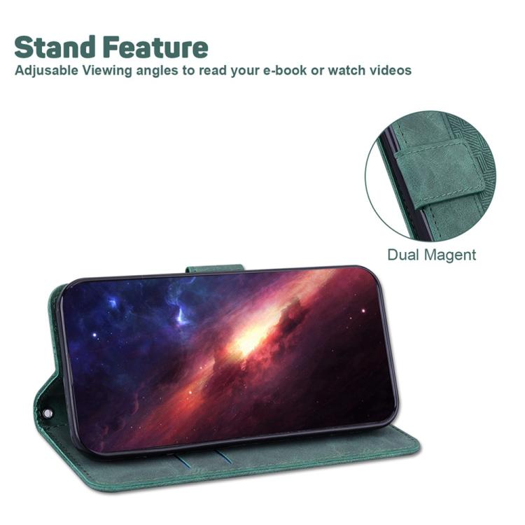 Funda de cuero con relieve geométrico para Tecno Spark 30 Pro (verde)