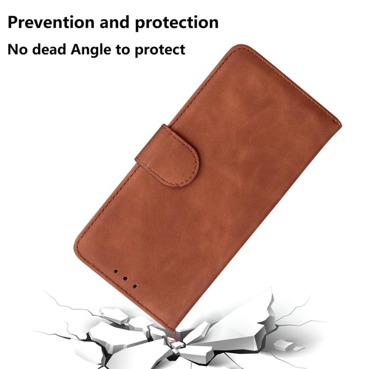 Funda de cuero con tapa para Tecno Spark 30 Pro, color puro y tacto suave (marrón)