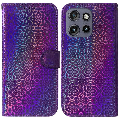 Funda de Cuero con Hebilla Magnética para Motorola Edge 50 Neo 5G (Morado)