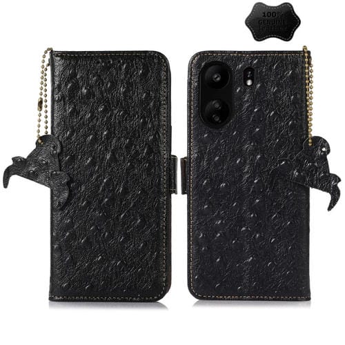 Funda para Teléfono Samsung Galaxy A55 5G Cuero Genuino Patrón Avestruz (Negro)