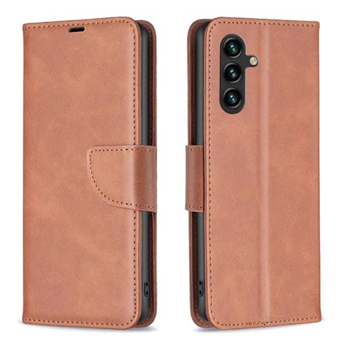Funda para Teléfono Samsung Galaxy A35 Cuero con Tapa Textura Piel de Cordero (Marrón)