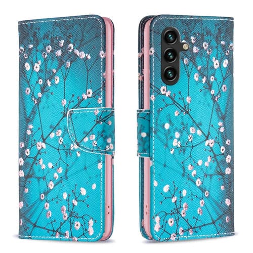 Funda para Samsung Galaxy A55 Cuero Patrón Dibujo de Colores (Flor de Ciruelo)