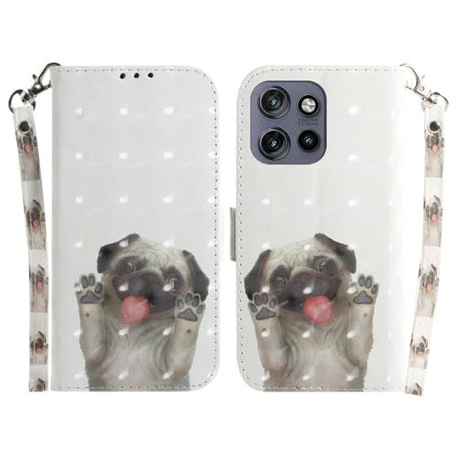 Funda de Cuero con Tapa en Color 3D para Motorola Edge 50 Neo 5G Global (Pug)