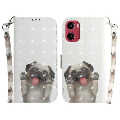 Funda de Cuero con Tapa 3D para Motorola Moto G05/E15 (Pug)