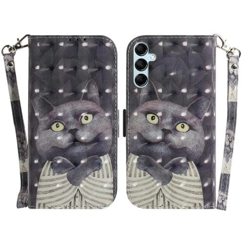 Funda para Teléfono Samsung Galaxy A15 Cuero Tapa Horizontal 3D (Hug Cat)