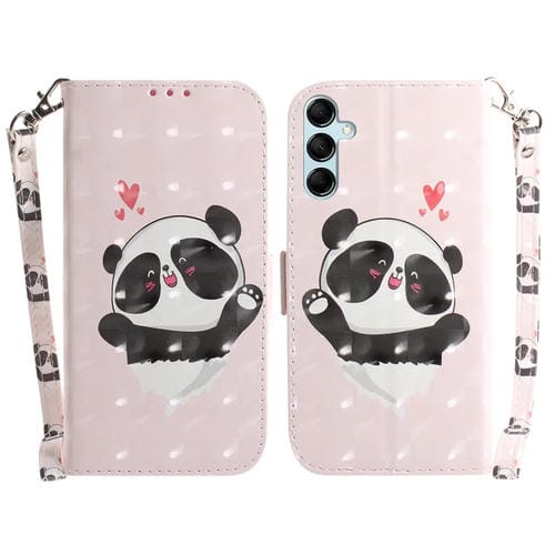 Funda para Teléfono Samsung Galaxy A15 Cuero con Tapa Horizontal 3D (Corazón Panda)