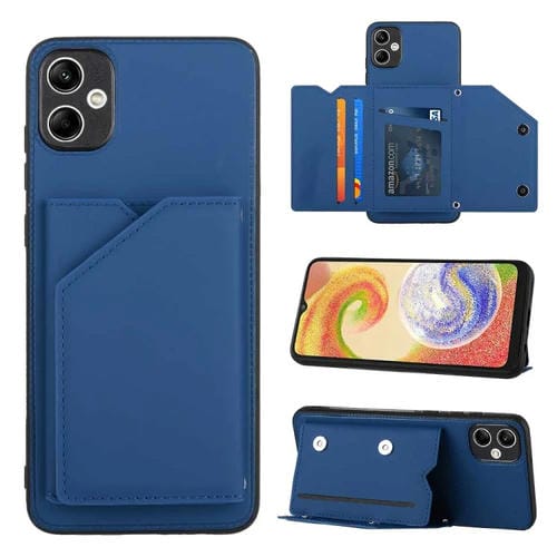 Funda para Teléfono Samsung Galaxy A05 Skin Feel PU + TPU con Ranuras para Tarjetas (Azul Real)