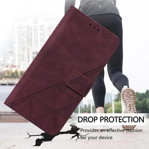 Funda de cuero con relieve 3D para Tecno Camon 40 Premier (rojo vino)