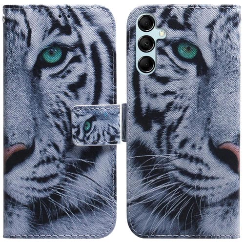 Funda de Cuero para Samsung Galaxy A15 con Tapa y Dibujo Coloreado (Tigre)