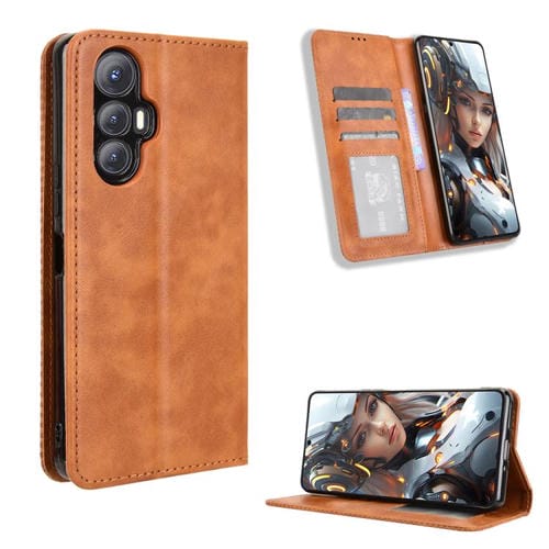 Funda de Cuero Cubot Max 5 Textura Retro Hebilla Magnética (Marrón)