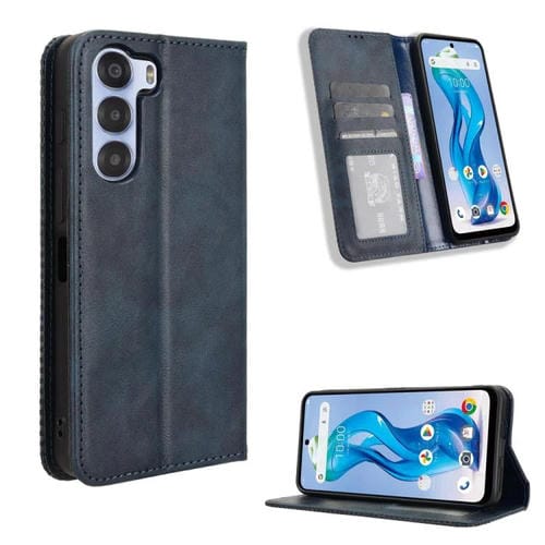 Funda de Cuero para ZTE Nubia S 5G A403Zt con Textura Retro y Hebilla Magnética (Azul)