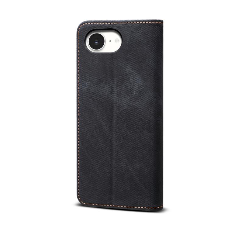 Funda de Cuero con Tapa Horizontal y Textura Vaquera para iPhone 16E (Negro)