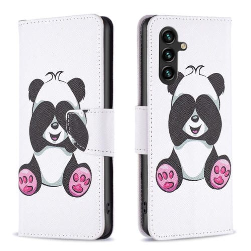 Funda para Samsung Galaxy A55 Cuero Patrón Dibujo de Colores (Panda)