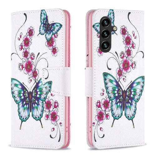 Funda para Samsung Galaxy A55 Cuero con Patrón de Dibujo de Colores (Mariposa de Flores)