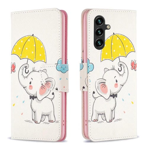 Funda de Cuero Samsung Galaxy A55 con Patrón Dibujo de Colores (Elefante)