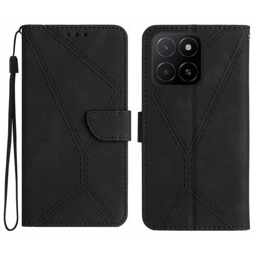 Funda de Cuero con Relieve y Costuras para Honor X8C 4G (Negra)