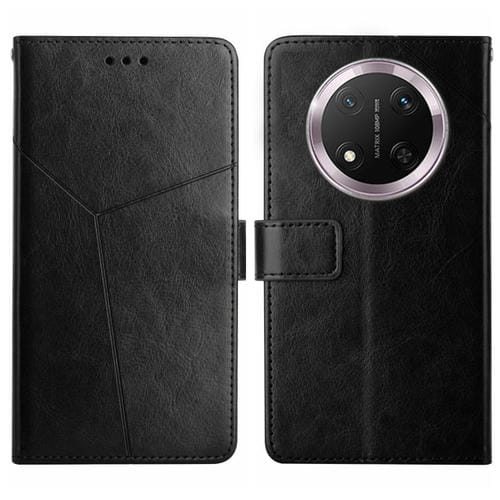 Funda de Cuero con Tapa y Patrón en Forma de Y para Honor X9C (Negro)