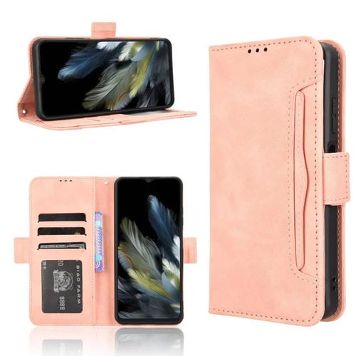 Funda Piel Sintética Textura Becerro con Ranuras para Tarjetas para BlackView Wave 8 / 8C / Oscal Flat 2 (Rosa)