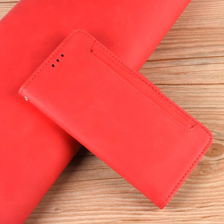 Funda Piel Sintética Textura Becerro con Ranuras para Tarjetas para BlackView Wave 8 / 8C / Oscal Flat 2 (Roja)