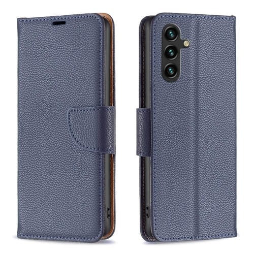 Funda de Cuero para Samsung Galaxy A35 Litchi Texture Flip Color Puro (Azul)