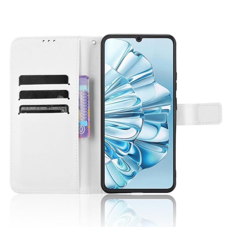 Funda de Cuero Textura de Diamante para Cubot A20 (Blanca)