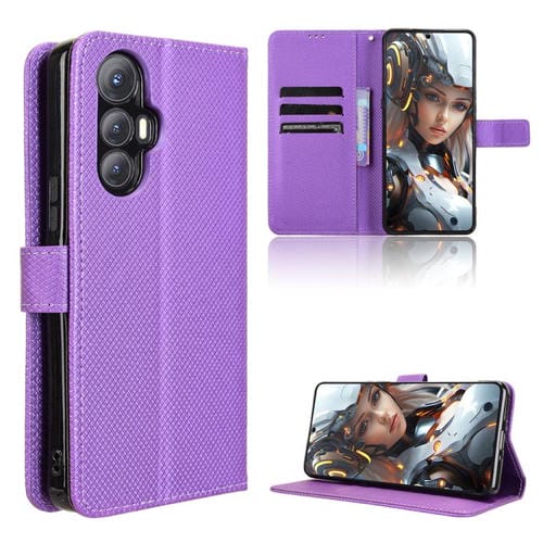 Funda de Cuero con Textura de Diamante para Cubot Max 5 (Morado)