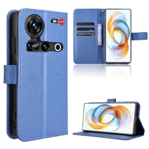 Funda de Cuero Textura Diamante para ZTE Nubia Z70 Ultra (Azul)