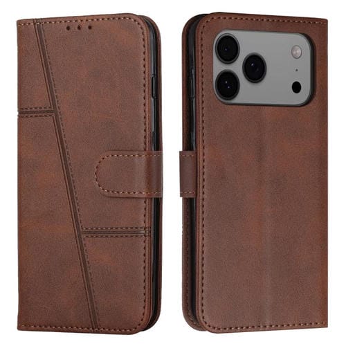 Funda de piel con hebilla y textura de becerro para iPhone 17 Pro Max (marrón)