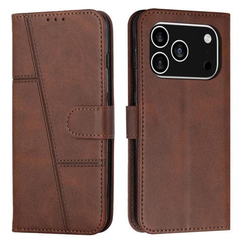 Funda de piel con hebilla y textura de becerro para iPhone 17 Pro (marrón)