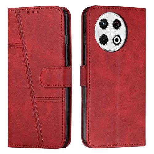 Funda de Cuero con Textura de Becerro y Hebilla para Tecno Spark 30 Pro (Rojo)