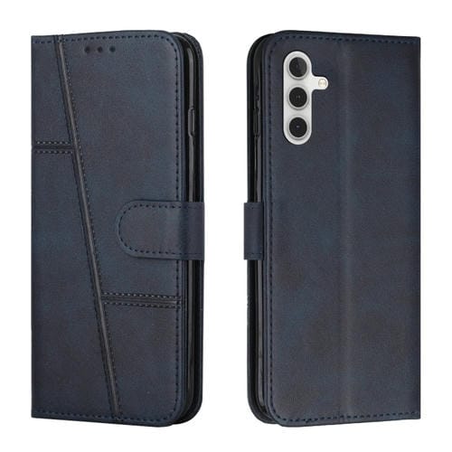 Funda para Teléfono Samsung Galaxy A55 Cuero con Hebilla y Textura de Becerro (Azul)