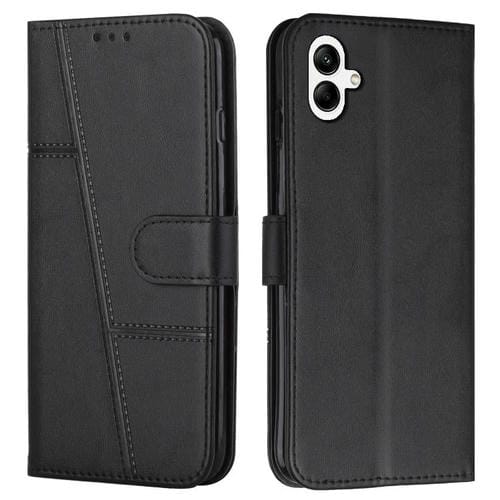 Funda de piel con hebilla y textura de becerro para Samsung Galaxy A07 4G (negra)