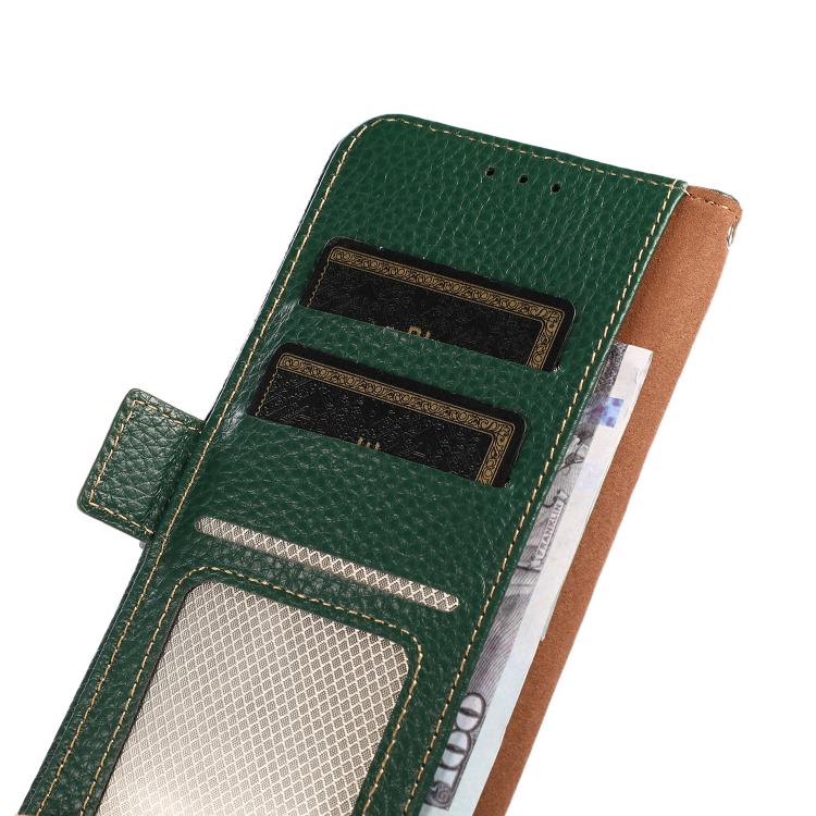Funda para Teléfono OnePlus Ace 5 Pro Ace 5 13R Khazneh con Imán Lateral Cuero Genuino Protección Rfid (Verde)