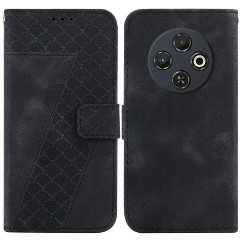Funda de Cuero con Relieve en Forma de Siete para Tecno Spark 30C (Negra)