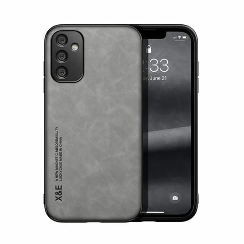 Funda para Teléfono Samsung Galaxy A15 Skin Feel con Parte Trasera de Cuero Magnético (Gris Claro)
