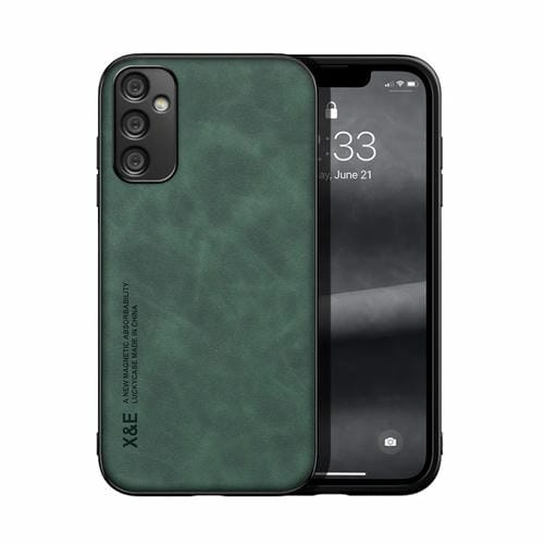 Funda de Teléfono Samsung Galaxy A05S Skin Feel con Parte Trasera de Cuero Magnético (Verde)