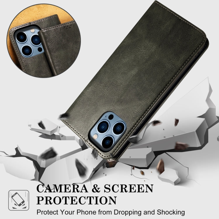 Funda de Cuero Crazy Horse con Cera de Aceite para OnePlus 13 (Verde)