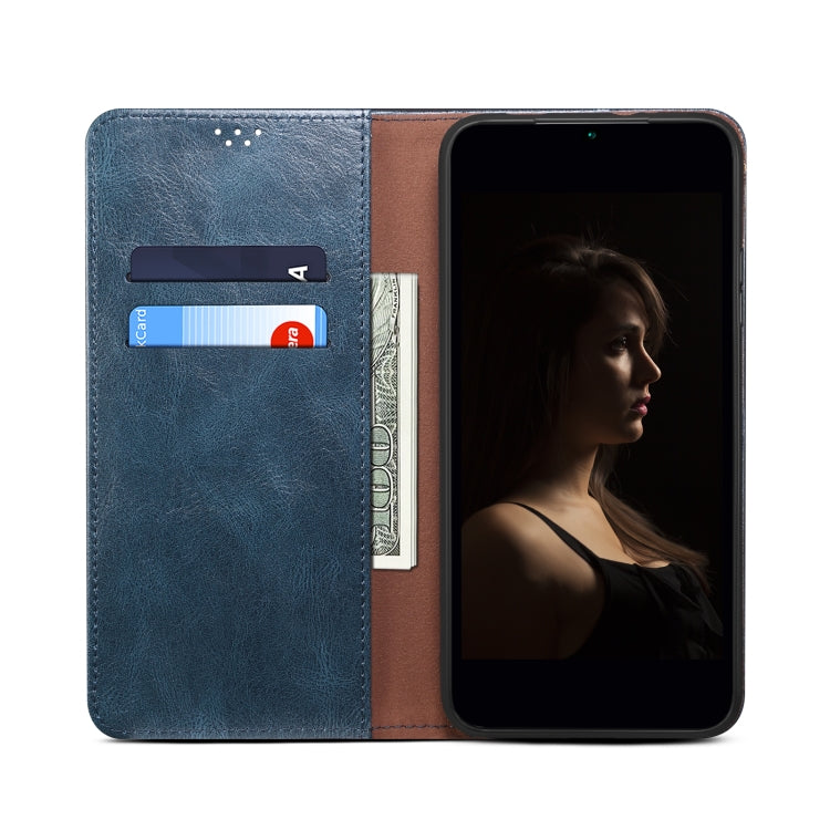 Funda de Cuero Crazy Horse con Cera de Aceite para OnePlus 13 (Azul)